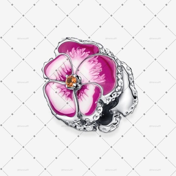 Pandora Pink Pansy Flower Charm|Pendant - Picture 2 of 5